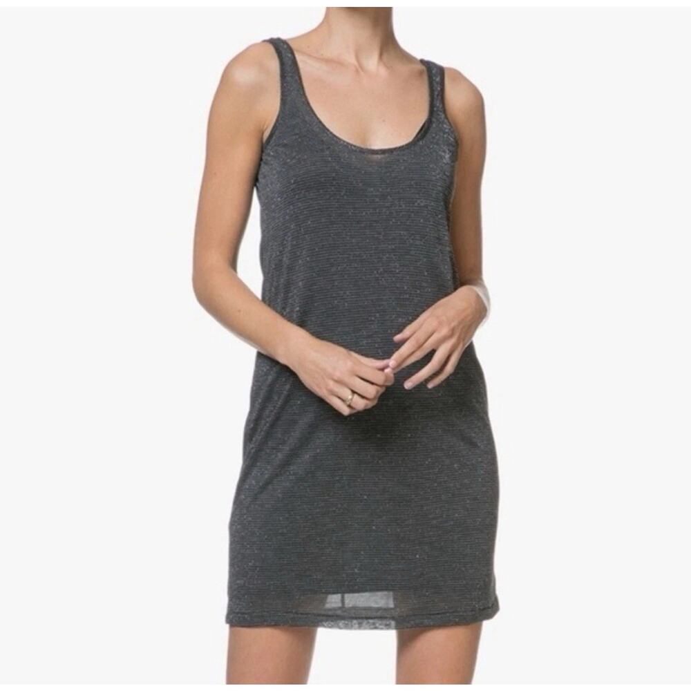 Rag & Bone Dawson Tank Dress Small Black Metallic Mini Dress Sleeveless Cocktail
